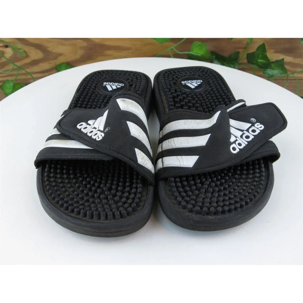 adidas Shoes Sz 2 Slide Boys Youth Black Synthetic Hook & Loop‎ Medium